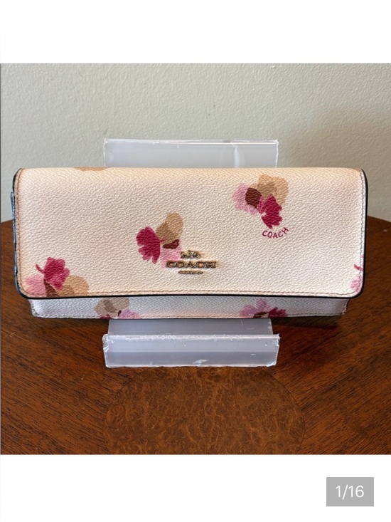 Coach Handbags - COACH Floral Continental Wallet long wallet coated canvas Pink Tan Cream goldton